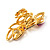 Gold Tone Elongate Magenta Crystal Cocktail Ring - view 4