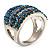 Silver Tone Wide Crystal Band Ring (Light Blue & Teal) - view 9