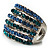 Silver Tone Wide Crystal Band Ring (Light Blue & Teal) - view 7