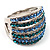 Silver Tone Wide Crystal Band Ring (Light Blue & Teal) - view 5