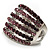 Silver Tone Wide Crystal Band Ring (Purple & Lavender) - view 5