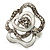 Open Crystal White Enamel 'Rosebud' Ring (Rhodium Plated Finish) - view 6