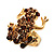 Amber Coloured Crystal Little Froggy Ring (Gold Tone) - view 3