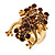 Amber Coloured Crystal Little Froggy Ring (Gold Tone) - view 5