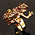 Amber Coloured Crystal Little Froggy Ring (Gold Tone) - view 2
