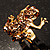 Amber Coloured Crystal Little Froggy Ring (Gold Tone) - view 8