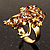 Amber Coloured Crystal Little Froggy Ring (Gold Tone) - view 10