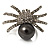 Swarovski Crystal Simulated Pearl Spider Ring (Silver Tone)