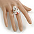 Rhodium Plated Crystal 'Cupid' Ring - view 2