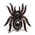 Oversized Purple Crystal Spider Stretch Cocktail Ring In Silver Plating