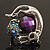 Burn Silver Purple Diamante Cat & Mouse Stretch Ring - view 8