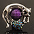Burn Silver Purple Diamante Cat & Mouse Stretch Ring - view 4