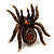 Oversized Amber Coloured Crystal Spider Stretch Cocktail Ring (Antique Gold Tone) - view 2