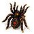 Oversized Amber Coloured Crystal Spider Stretch Cocktail Ring (Antique Gold Tone) - view 8