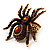 Oversized Amber Coloured Crystal Spider Stretch Cocktail Ring (Antique Gold Tone) - view 3