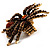 Oversized Amber Coloured Crystal Spider Stretch Cocktail Ring (Antique Gold Tone) - view 6