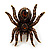 Oversized Amber Coloured Crystal Spider Stretch Cocktail Ring (Antique Gold Tone) - view 9