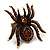Oversized Amber Coloured Crystal Spider Stretch Cocktail Ring (Antique Gold Tone) - view 4