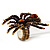 Oversized Amber Coloured Crystal Spider Stretch Cocktail Ring (Antique Gold Tone) - view 10