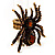Oversized Amber Coloured Crystal Spider Stretch Cocktail Ring (Antique Gold Tone) - view 11