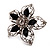 Silver Tone Filigree Black Diamante Flower Cocktail Ring - 5cm Diameter - view 6