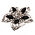 Silver Tone Filigree Black Diamante Flower Cocktail Ring - 5cm Diameter - view 3