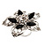 Silver Tone Filigree Black Diamante Flower Cocktail Ring - 5cm Diameter - view 11