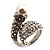 'Calla Lily' Wrap Simulated Pearl Diamante Ring (Silver Tone)