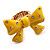 Large Bright Yellow Enamel Crystal Bow Stretch Ring (Size 7-9)