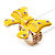 Large Bright Yellow Enamel Crystal Bow Stretch Ring (Size 7-9) - view 6
