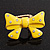 Large Bright Yellow Enamel Crystal Bow Stretch Ring (Size 7-9) - view 2