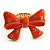 Large Bright Orange Enamel Crystal Bow Stretch Ring (Size 7-9) - view 2