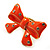 Large Bright Orange Enamel Crystal Bow Stretch Ring (Size 7-9) - view 6