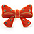 Large Bright Orange Enamel Crystal Bow Stretch Ring (Size 7-9) - view 8