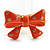 Large Bright Orange Enamel Crystal Bow Stretch Ring (Size 7-9) - view 12
