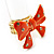 Large Bright Orange Enamel Crystal Bow Stretch Ring (Size 7-9) - view 13