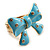 Large Bright Blue Enamel Crystal Bow Stretch Ring (Size 7-9) - view 8