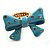 Large Bright Blue Enamel Crystal Bow Stretch Ring (Size 7-9) - view 3