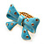 Large Bright Blue Enamel Crystal Bow Stretch Ring (Size 7-9) - view 4