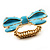Large Bright Blue Enamel Crystal Bow Stretch Ring (Size 7-9) - view 9
