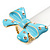 Large Bright Blue Enamel Crystal Bow Stretch Ring (Size 7-9) - view 5