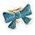 Large Bright Blue Enamel Crystal Bow Stretch Ring (Size 7-9) - view 12