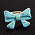 Large Bright Blue Enamel Crystal Bow Stretch Ring (Size 7-9) - view 2