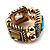 Gold Tone Multicoloured Flex Band Ring - Size 7/8 (Elasticized) - view 4