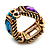 Gold Tone Multicoloured Flex Band Ring - Size 7/8 (Elasticized) - view 6