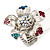 Multicoloured Diamante Daisy Flex Ring In Rhodium Plated Metal - view 3