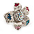 Multicoloured Diamante Daisy Flex Ring In Rhodium Plated Metal - view 8