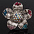 Multicoloured Diamante Daisy Flex Ring In Rhodium Plated Metal - view 7