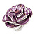 Lavender Enamel Crystal Rose Ring In Rhodium Plated Metal - view 10
