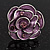 Lavender Enamel Crystal Rose Ring In Rhodium Plated Metal - view 6